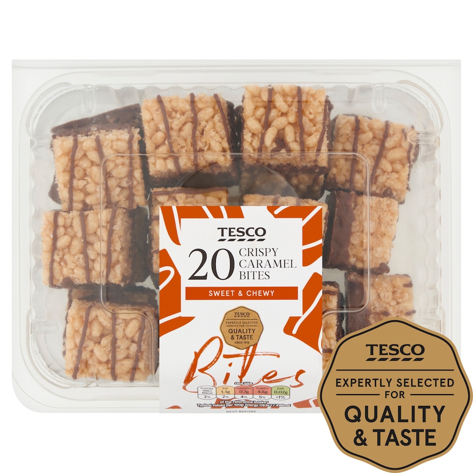 image 1 of Tesco Crispy Caramel Bites 20 Pack