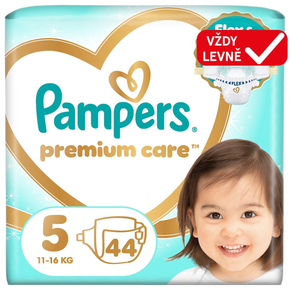 Obrázek 1 pro produkt Pampers Premium Care Velikost 5, 44 Plenek, 11kg-16kg