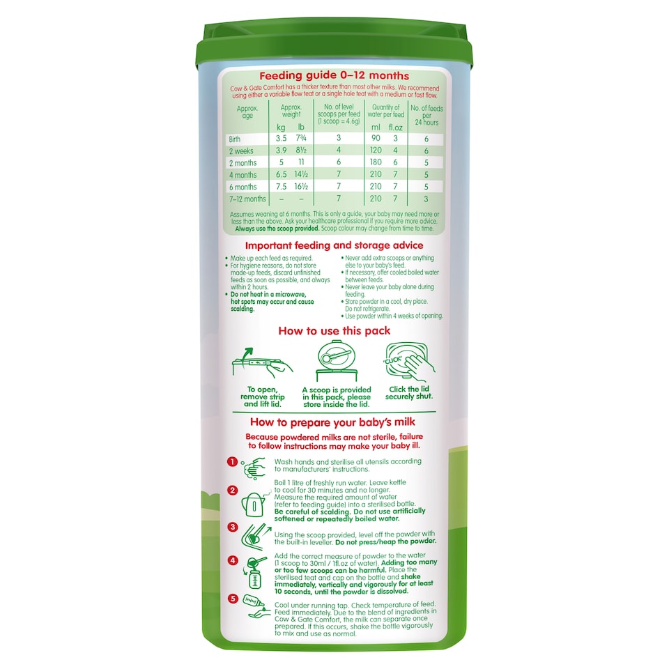image 1 of Cow & Gate Comfort Baby Milk Formula Powder from Birth 800g