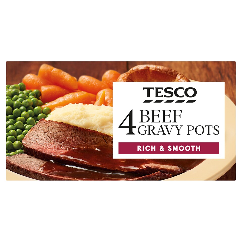 Tesco Beef Gravy Pot 4 Pack 112G