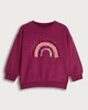 image 4 of F&F Girls Cotton Rich Rainbow Embellished Sweatshirt in Burgundy