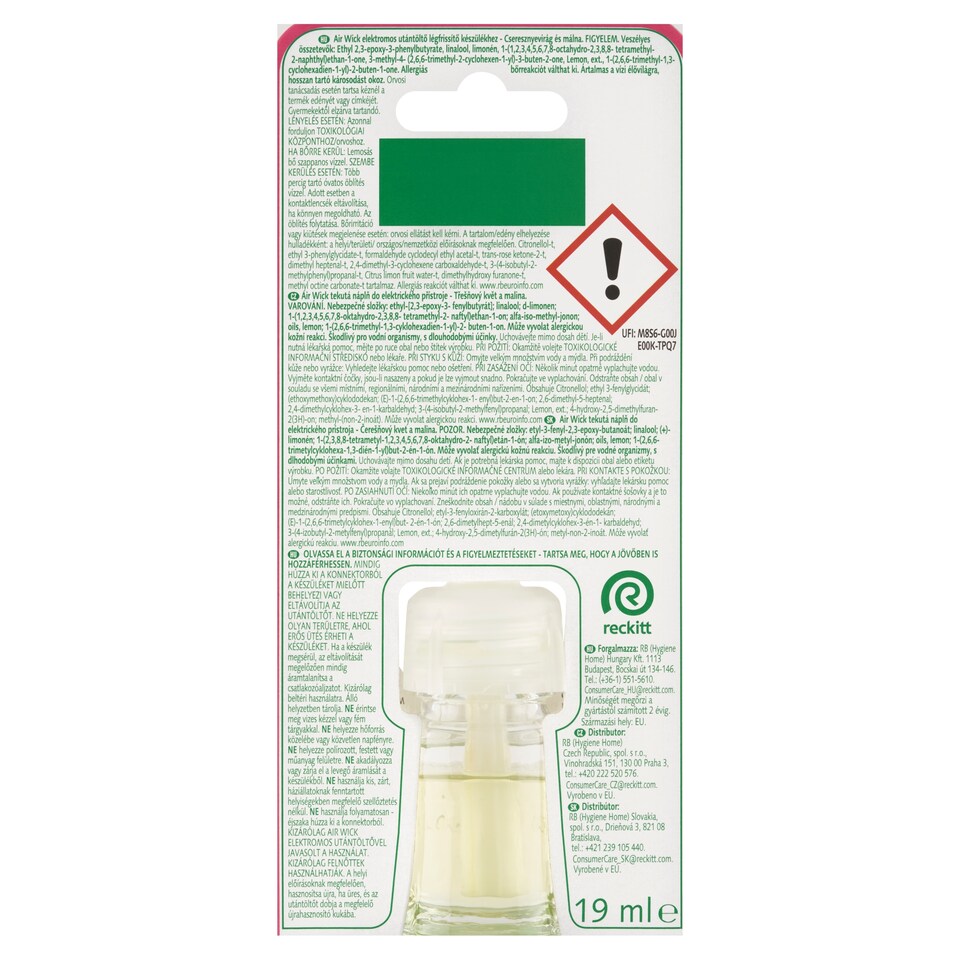 Obrázek 1 pro produkt Air Wick Tekutá náplň do elektrického přístroje třešňový květ a malina 19ml