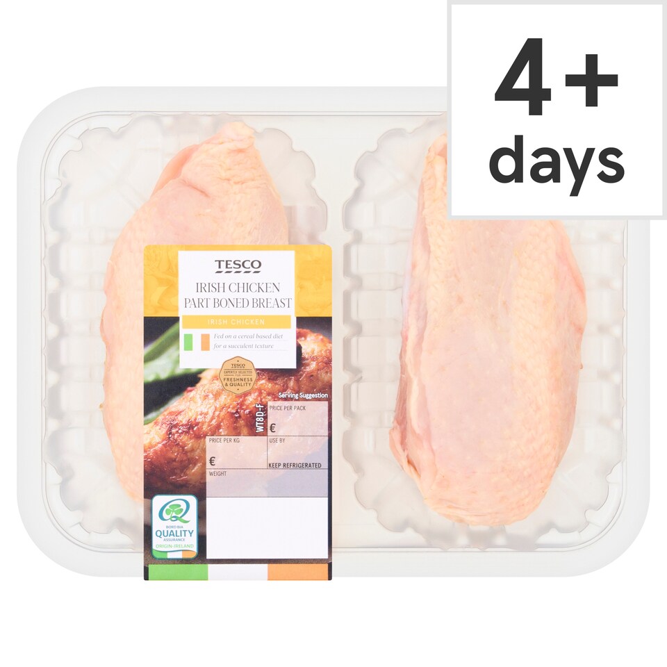 Tesco Irish Part Boned Chicken Breast 340G