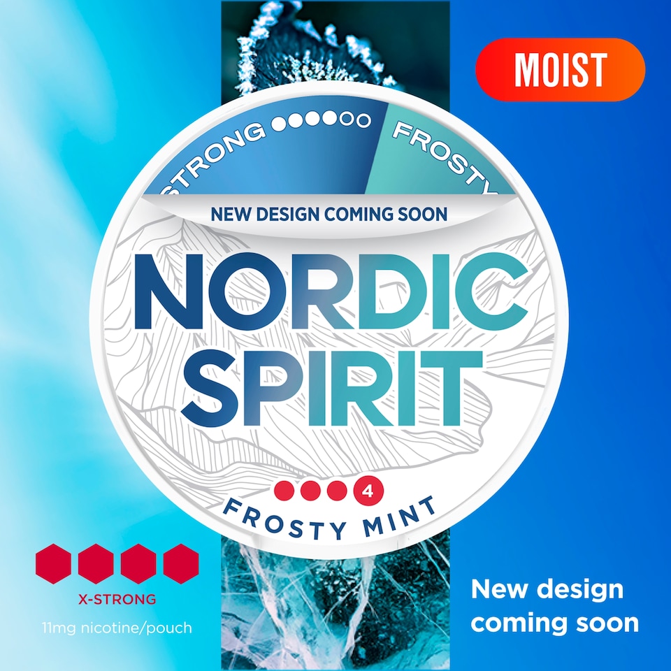 image 1 of Nordic Spirit Frosty Mint Tobacco Free Nicotine Pouches Extra Strong 20 Pack 11mg 14g