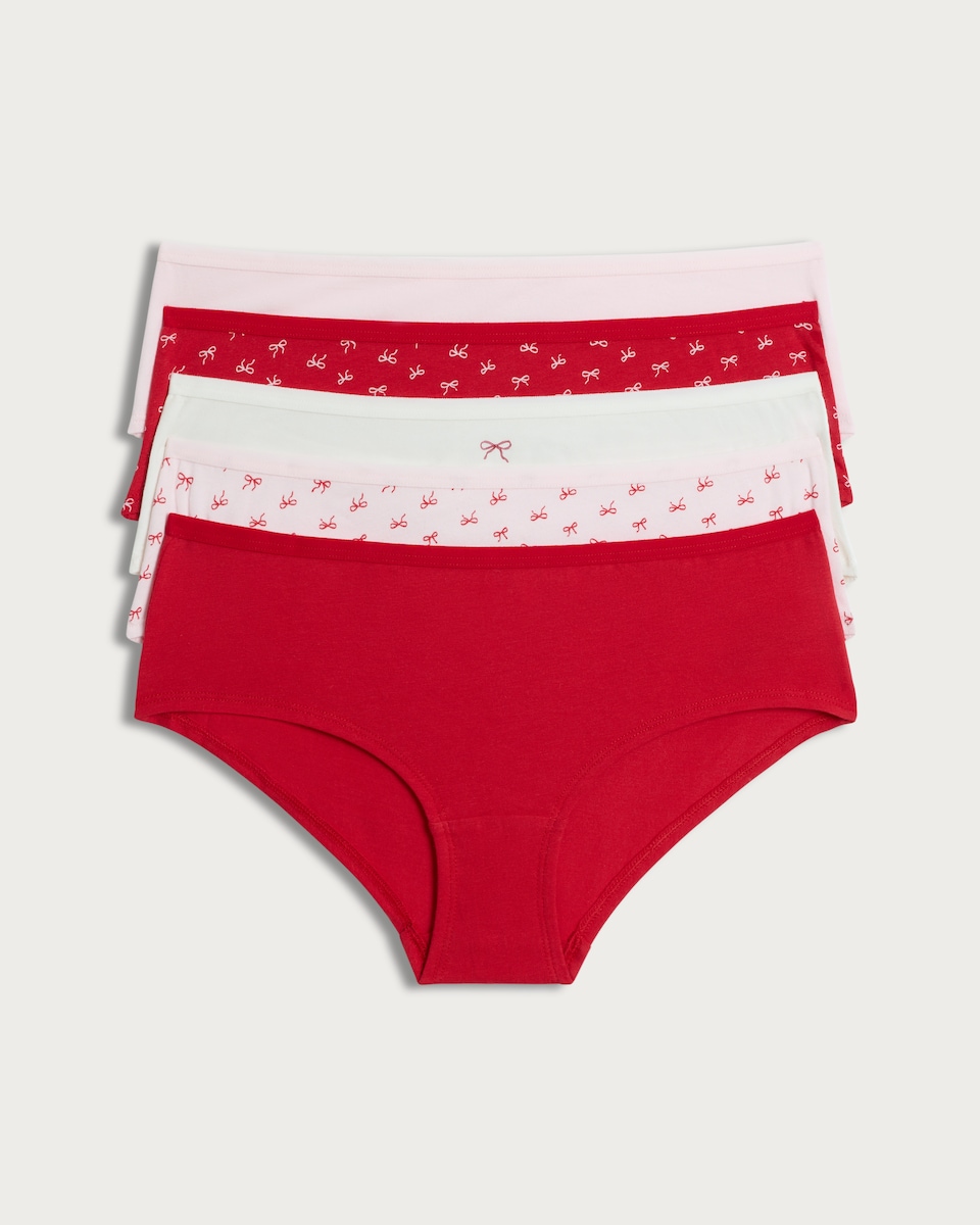 image 1 of F&F 5-Pack Cotton Rich Bow Print Short Knickers in Multi