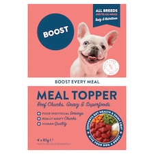 BOOST DOG Meal Topper, Beef Chunks with Superfoods 4 x 85g