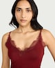 image 2 of F&F Lace Trim Strappy Vest in Burgundy
