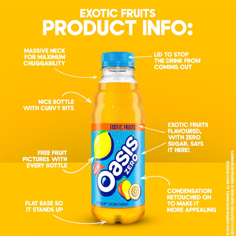 image 1 of Oasis Zero Sugar Exotic Fruits Juice Drink 500ml