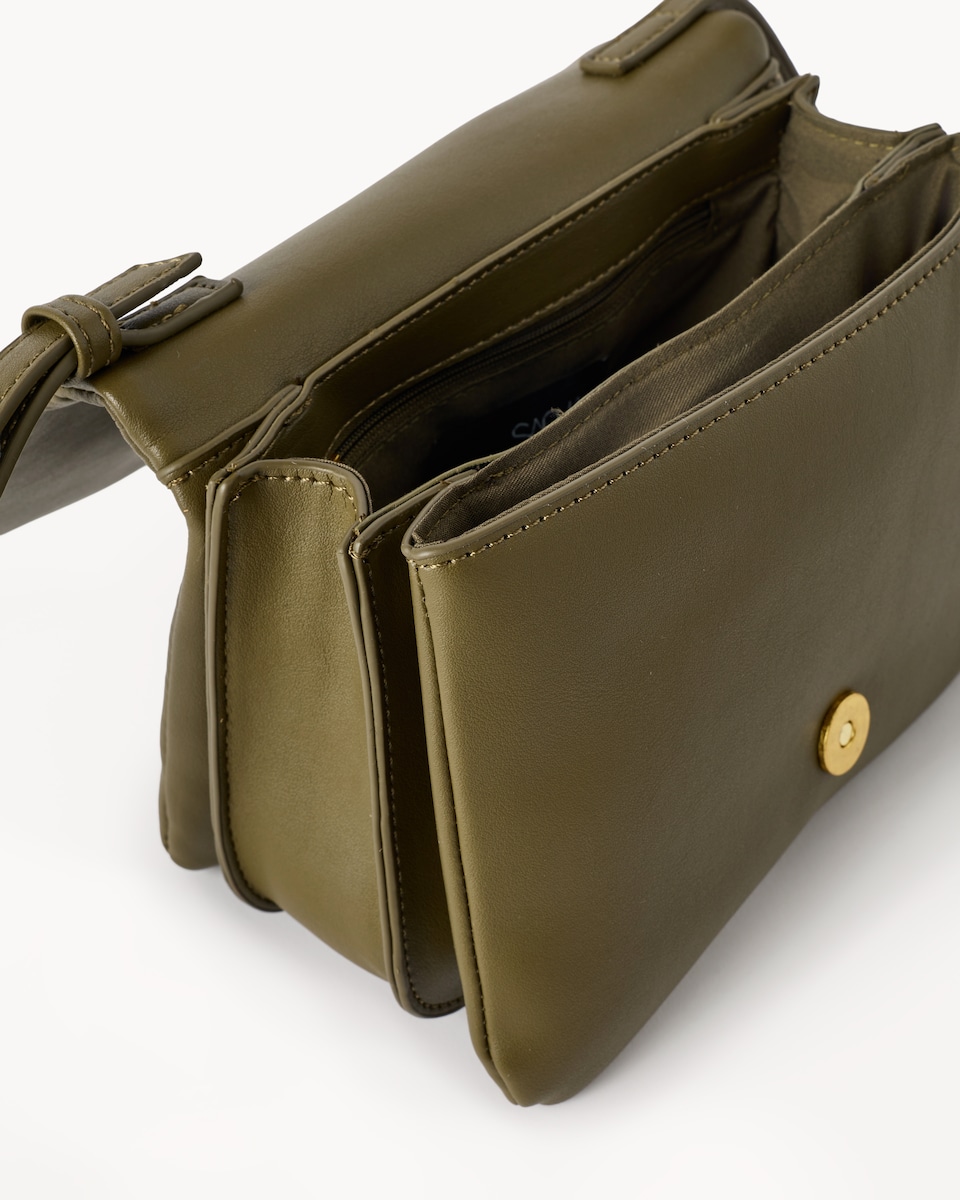 image 1 of SACHA Gold Clasp Crossbody Bag in Olive