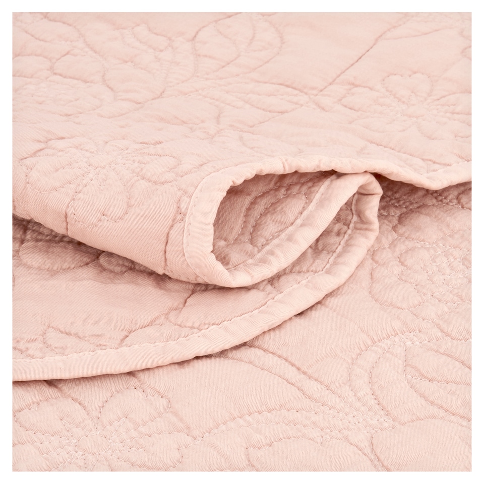 image 1 of F&F Home Pink Stitched Floral Bedspread