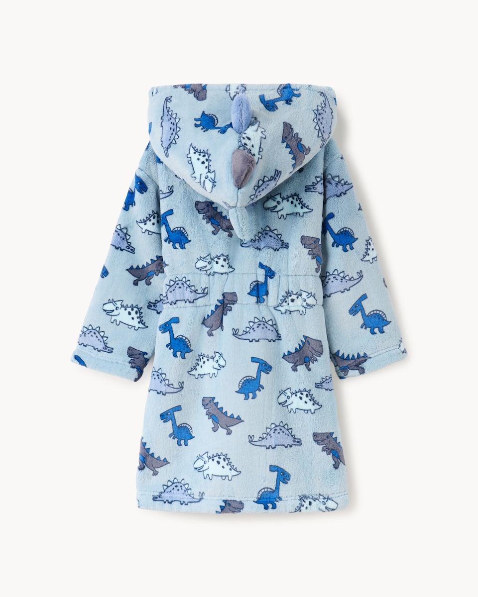 image 1 of F&F Boys Dinosaur Hooded Dressing Gown in Blue