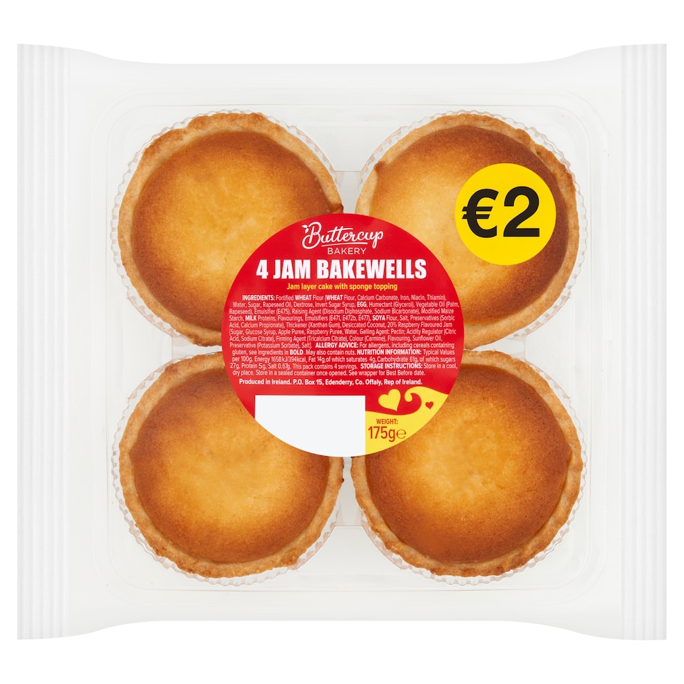 Buttercup Bakery 4 Jam Bakewells 175G