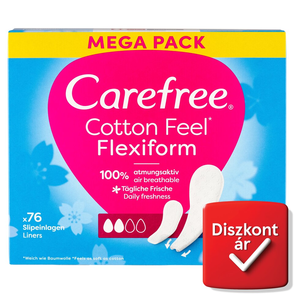 Carefree Cotton Feel Flexiform Pantyliners with Fresh Scent 76 pcs