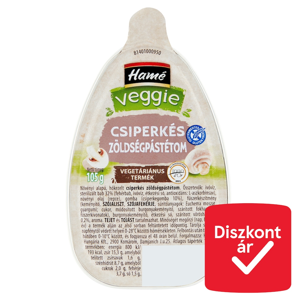 Hamé Veggie csiperkés zöldségpástétom 105 g