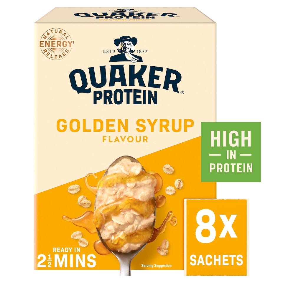 image 1 of Quaker Protein Oat So Simple Golden Syrup Porridge Sachets 8x43g