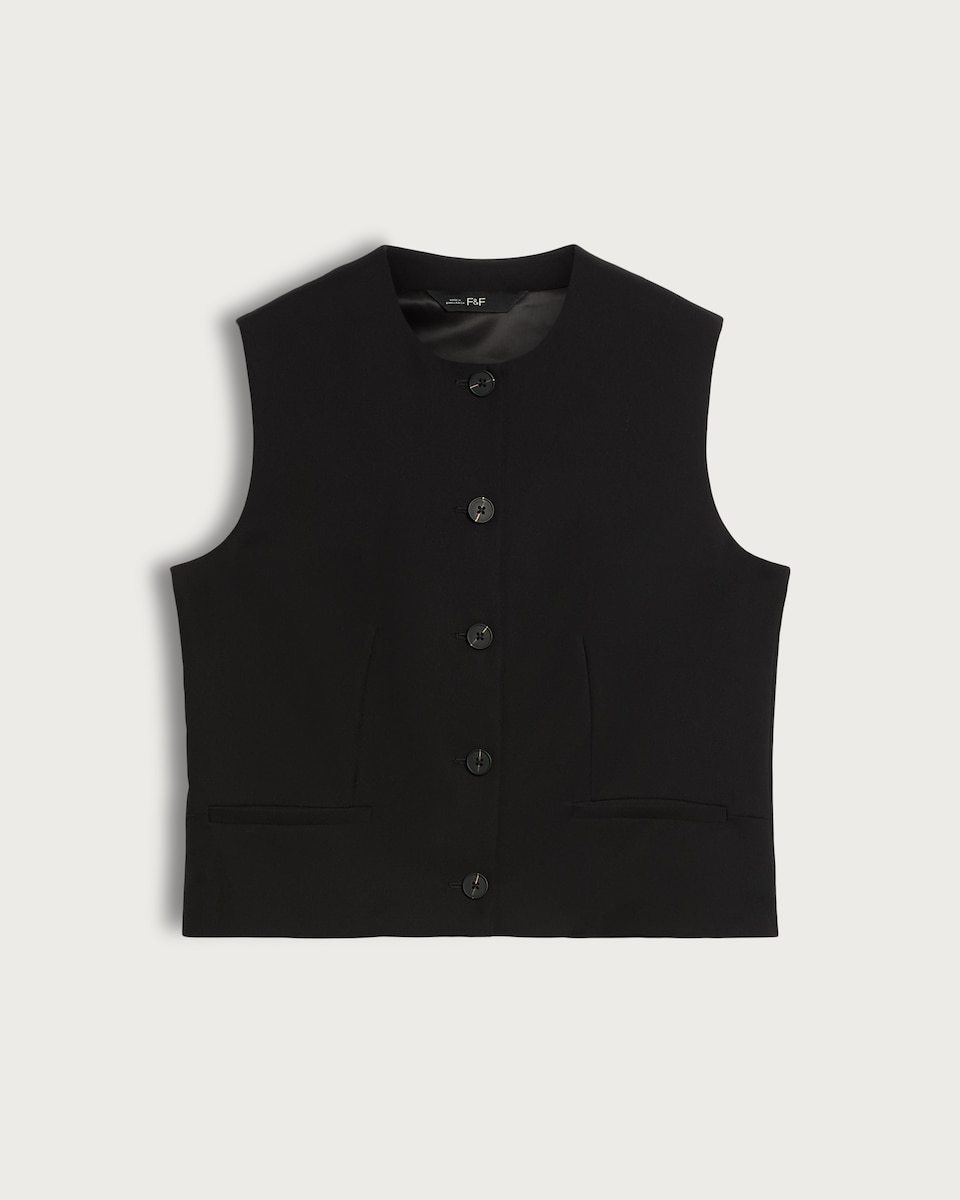 image 1 of F&F Button Front Pocket Detail Waistcoat in Black