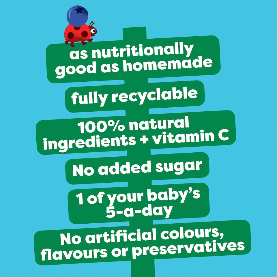 image 1 of Heinz Apple & Blueberry Puree Baby Food Pouch 100g