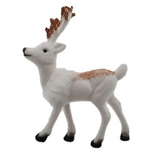 TESCO FLOCKED DEER WITH SCARF HANGING DECORATION