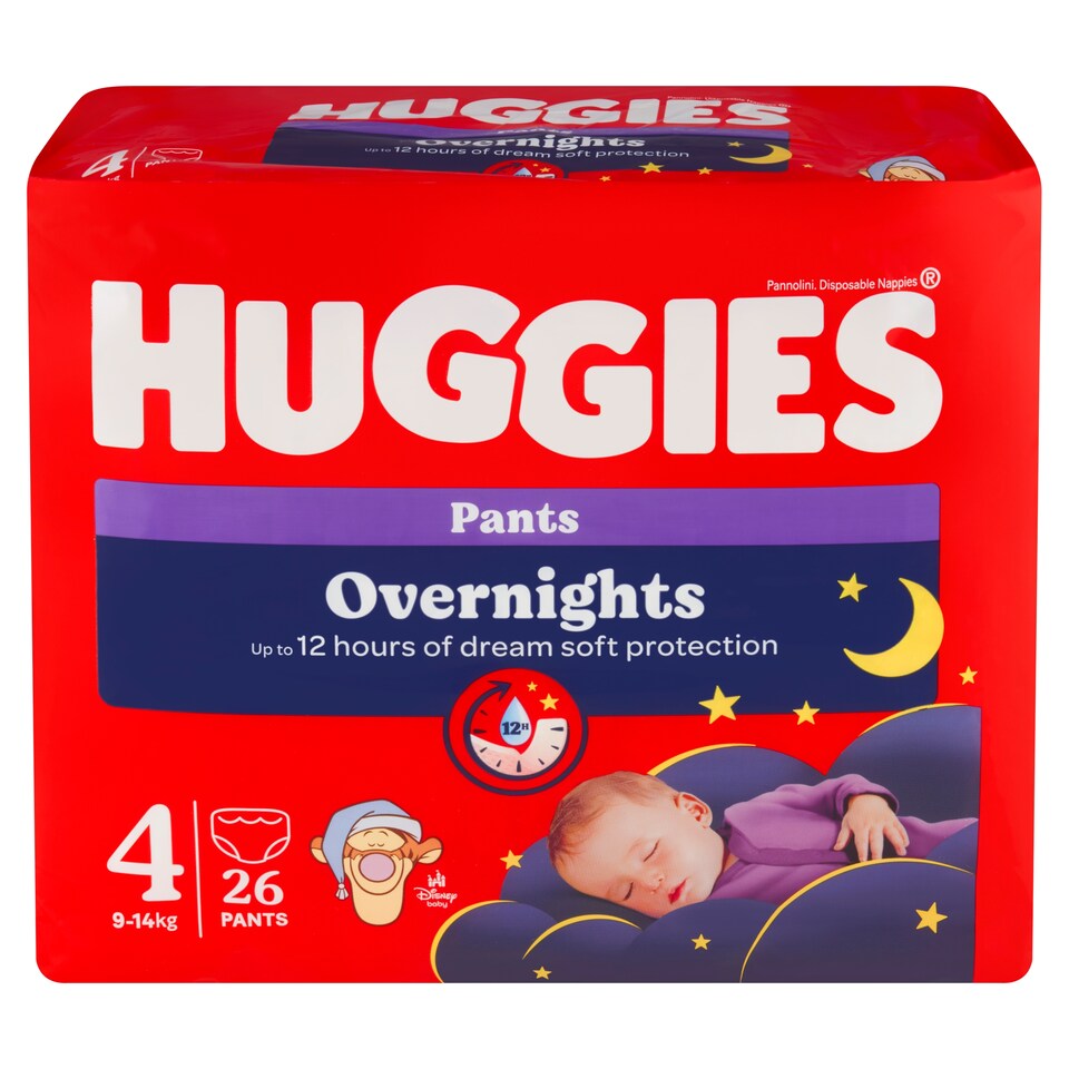 image 1 of Huggies Overnights Pants Size 4 Children 9-14 kg 26 pcs
