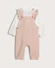image 1 of F&F Baby 2-Piece Cotton Rich Ribbed Dungarees and Bodysuit Set in Pink