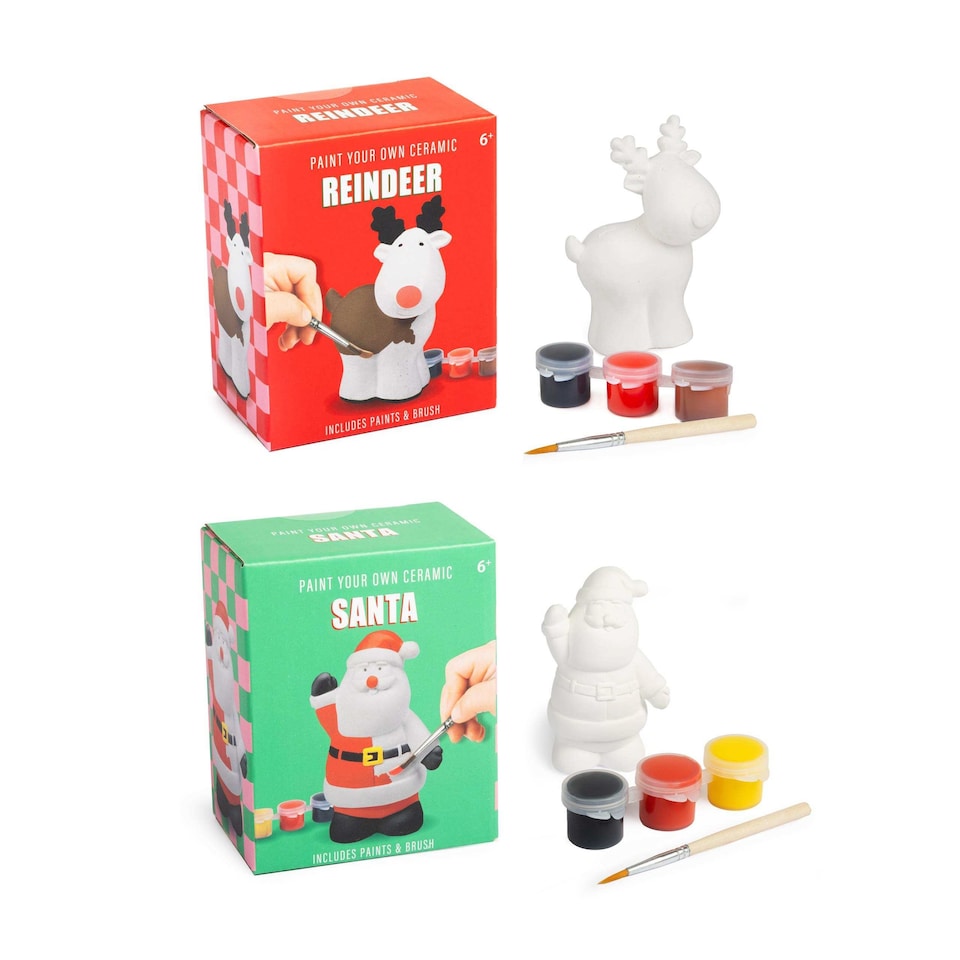 RMS Paint Your Own Ceramic Santa / Reindeer Christmas Craft Assortment