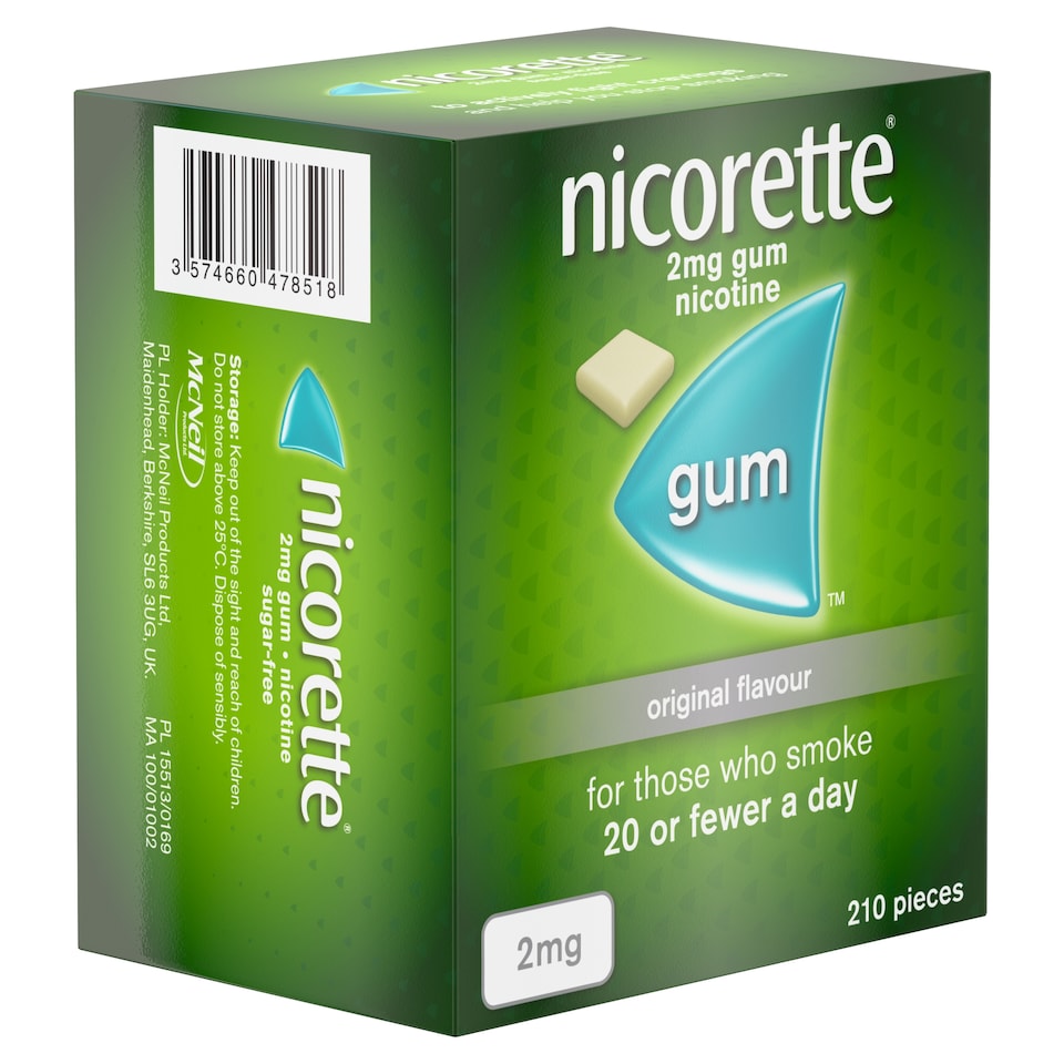 image 1 of Nicorette Stop Smoking Aid 2mg Nicotine Gum - Original 210s