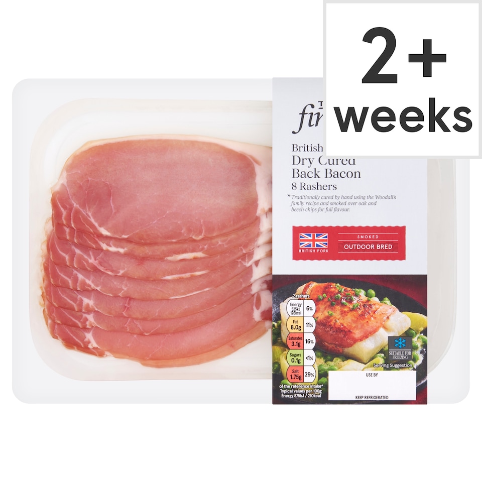 Tesco Finest Smoked Dry Cure Back Bacon 8 Pack 240G