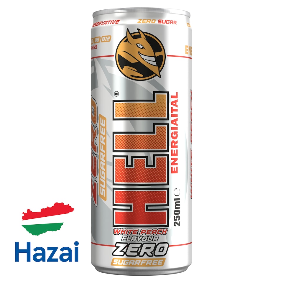 HELL ZERO fehér őszibarackízű energiaital 250 ml 1. kép