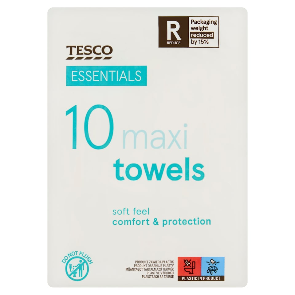 Tesco Essentials Maxi Towels 10 Pack