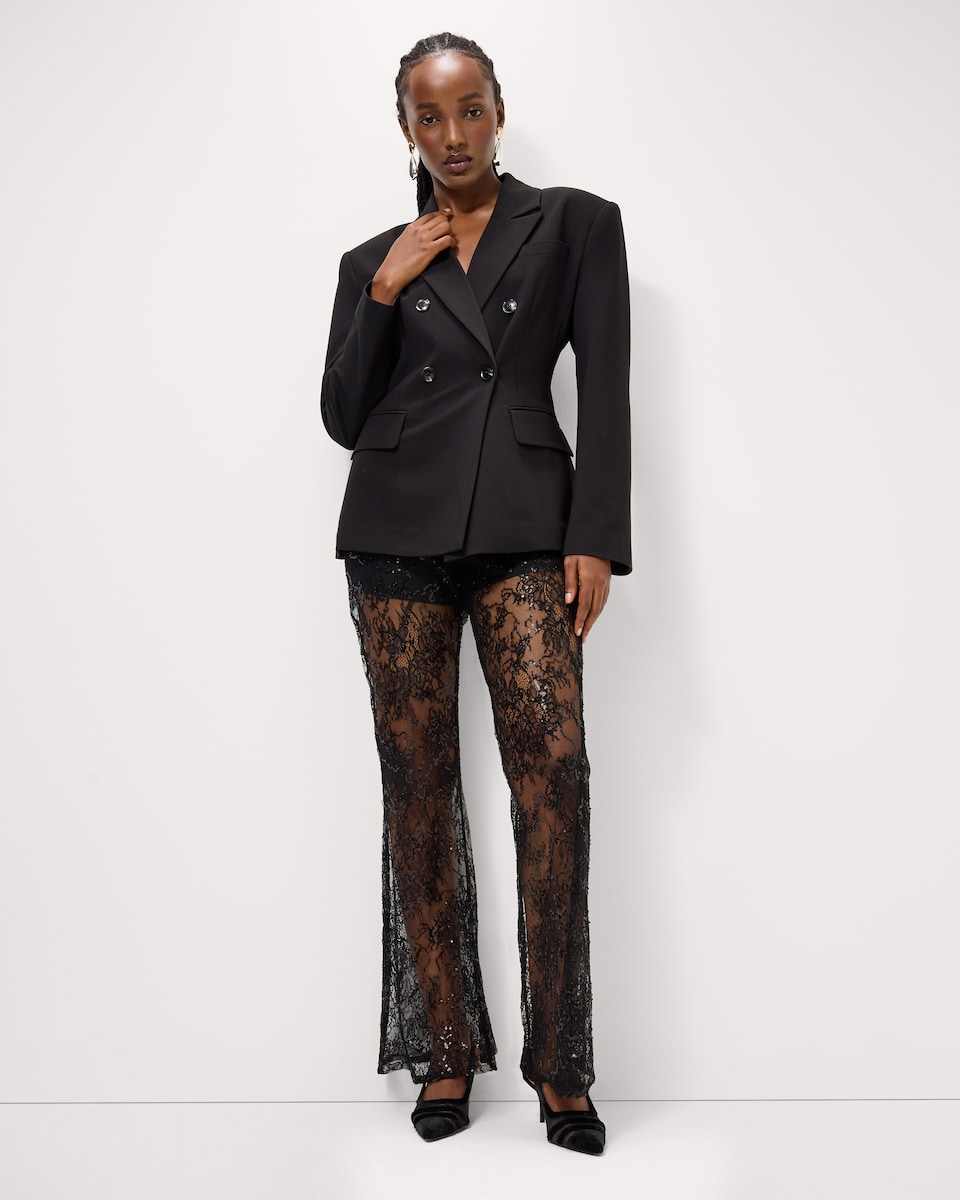 image 1 of F&F Beaded Lace Flared Trousers in Black