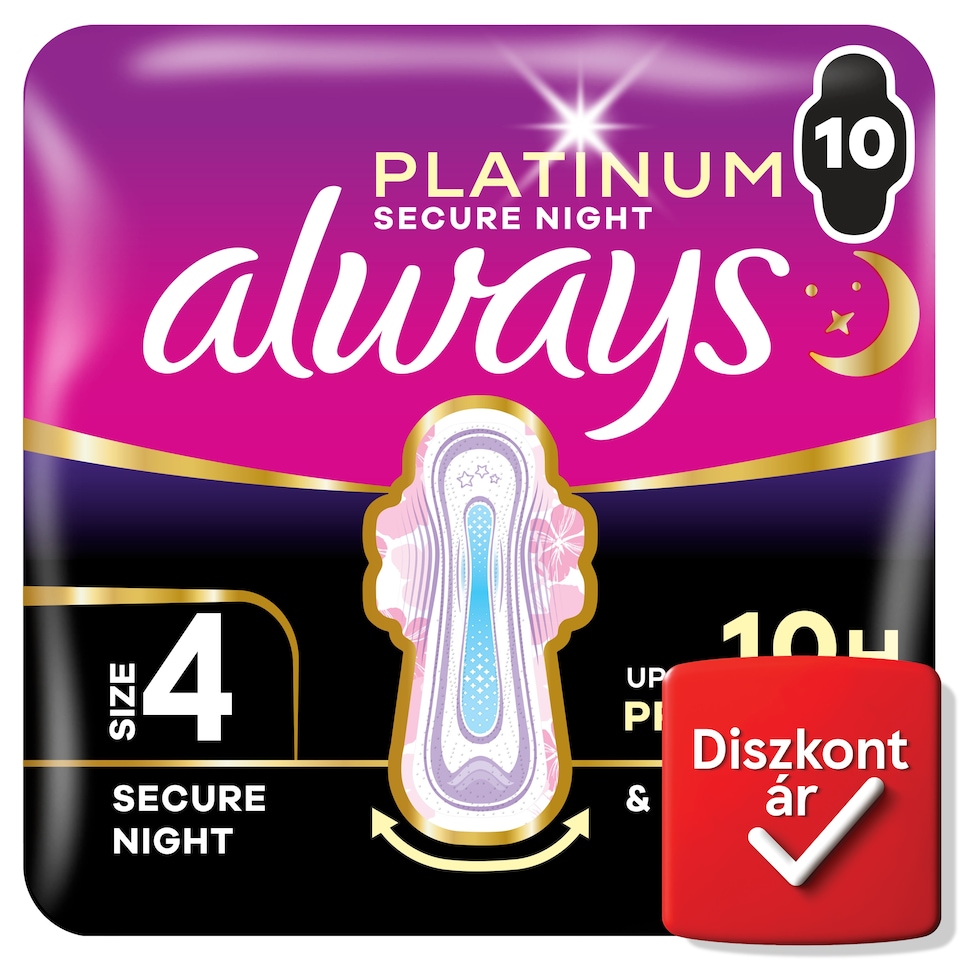Always Platinum Egészségügyi Betét Secure Night (4-es méret), 10 db Betét  1. kép