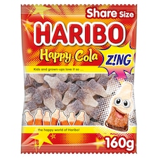 HARIBO Happy Cola Z!ng Sweets Share Bag 160g