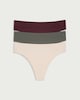 image 1 of F&F 3-Pack Ribbed Thongs in Multi