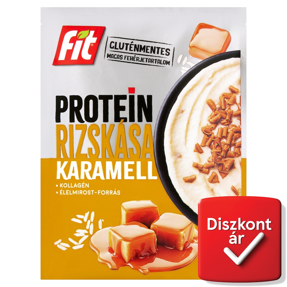 Fit Protein rizskása vajkaramellás ízesítéssel, kollagénnel és szójafehérjével 50 g