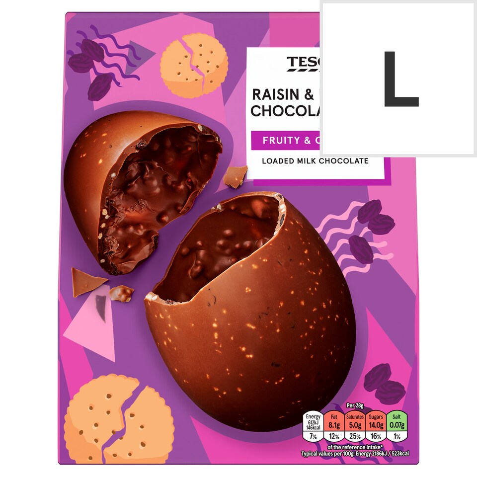 image 1 of Tesco Raisin & Biscuit Chocolate Egg 280g