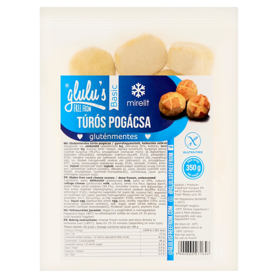 Glulu's Free From gluténmentes mirelit túrós pogácsa 350 g