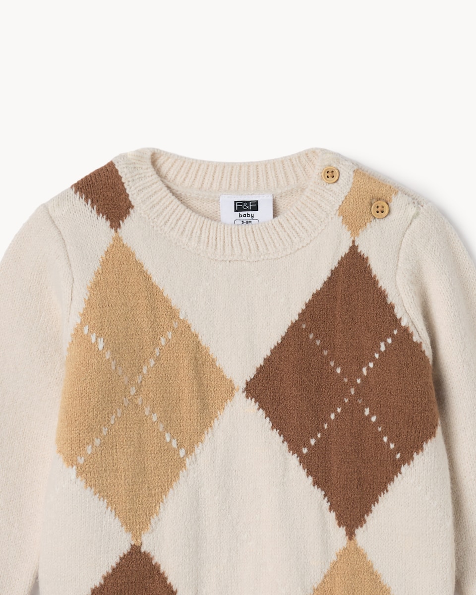 image 1 of F&F Baby Argyle Jumper in Neutral