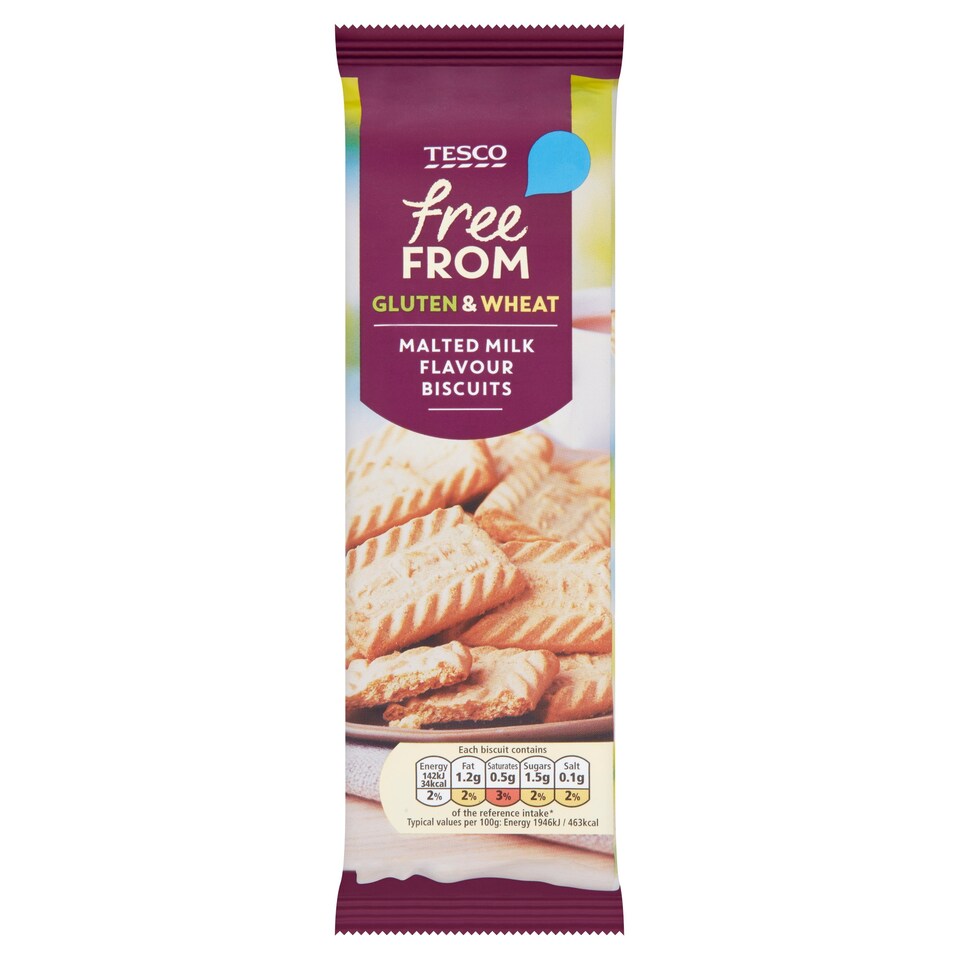 Tesco Free From Malted Milk Flavoured Biscuits 160G