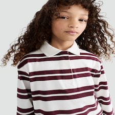 F&F Girls Pure Cotton Stripe Print Rugby Shirt in Multi
