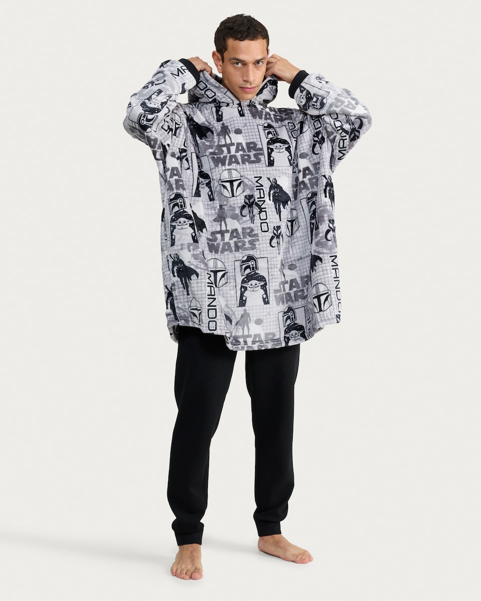 image 1 of Star Wars Mandalorian Fleece Hoodie in Grey