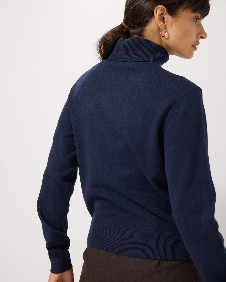 image 1 of F&F Roll Neck Jumper in Navy