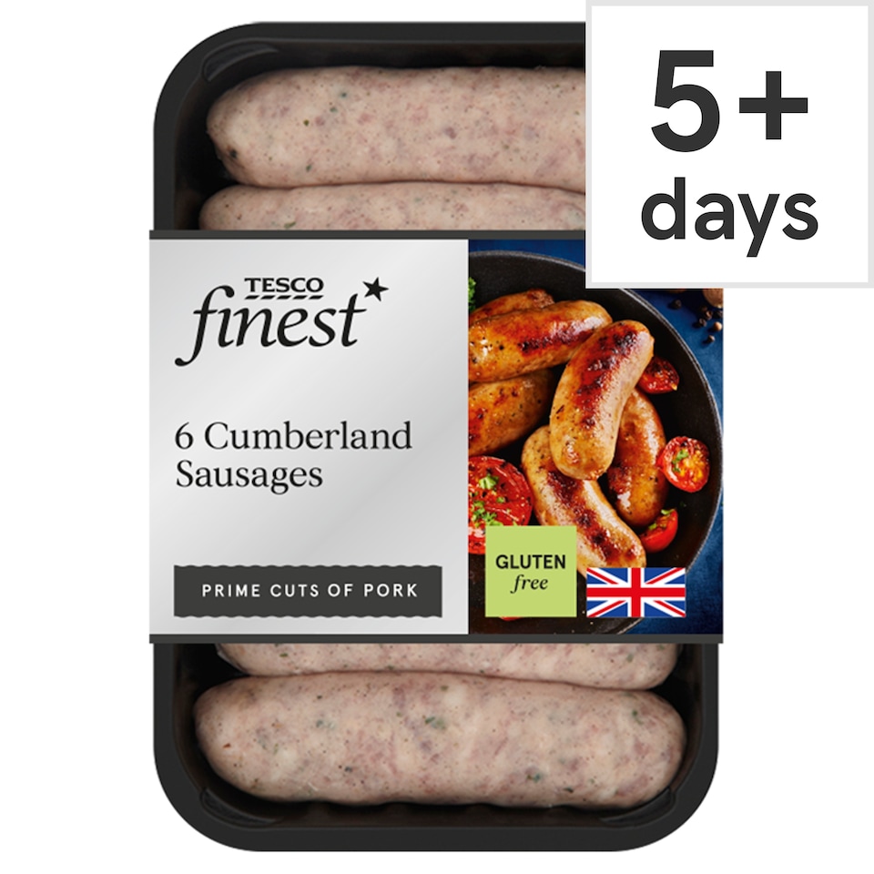  Tesco Finest 6 Cumberland Pork Sausages 400g