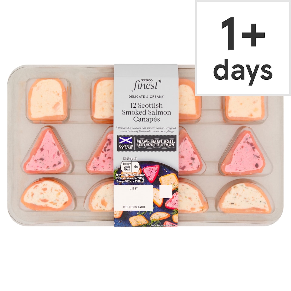 Tesco Finest 12 Scottish Smoked Salmon Canapes 120g