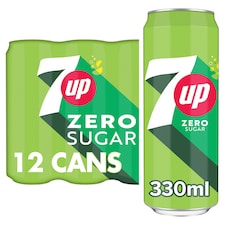 7UP ZERO SUGAR LEM & LIME SOFT DRINK 12 x 330ML