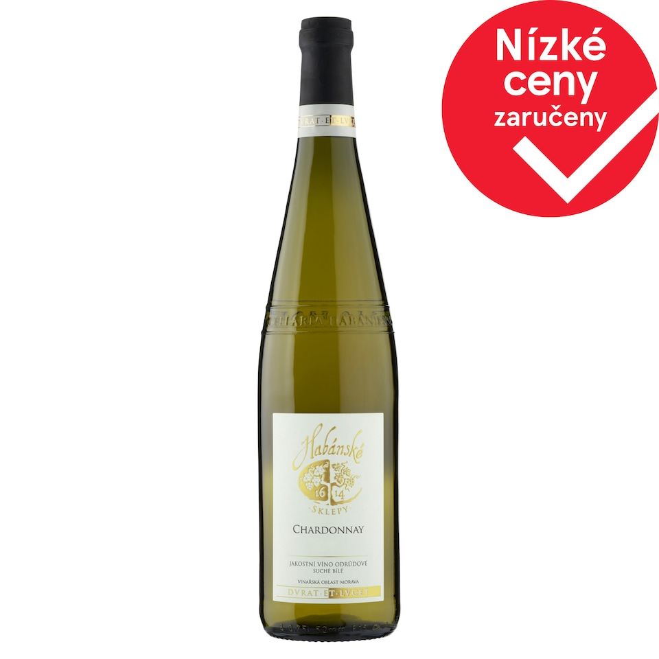 Habánské Sklepy Chardonnay jakostní víno odrůdové suché bílé 0,75l
