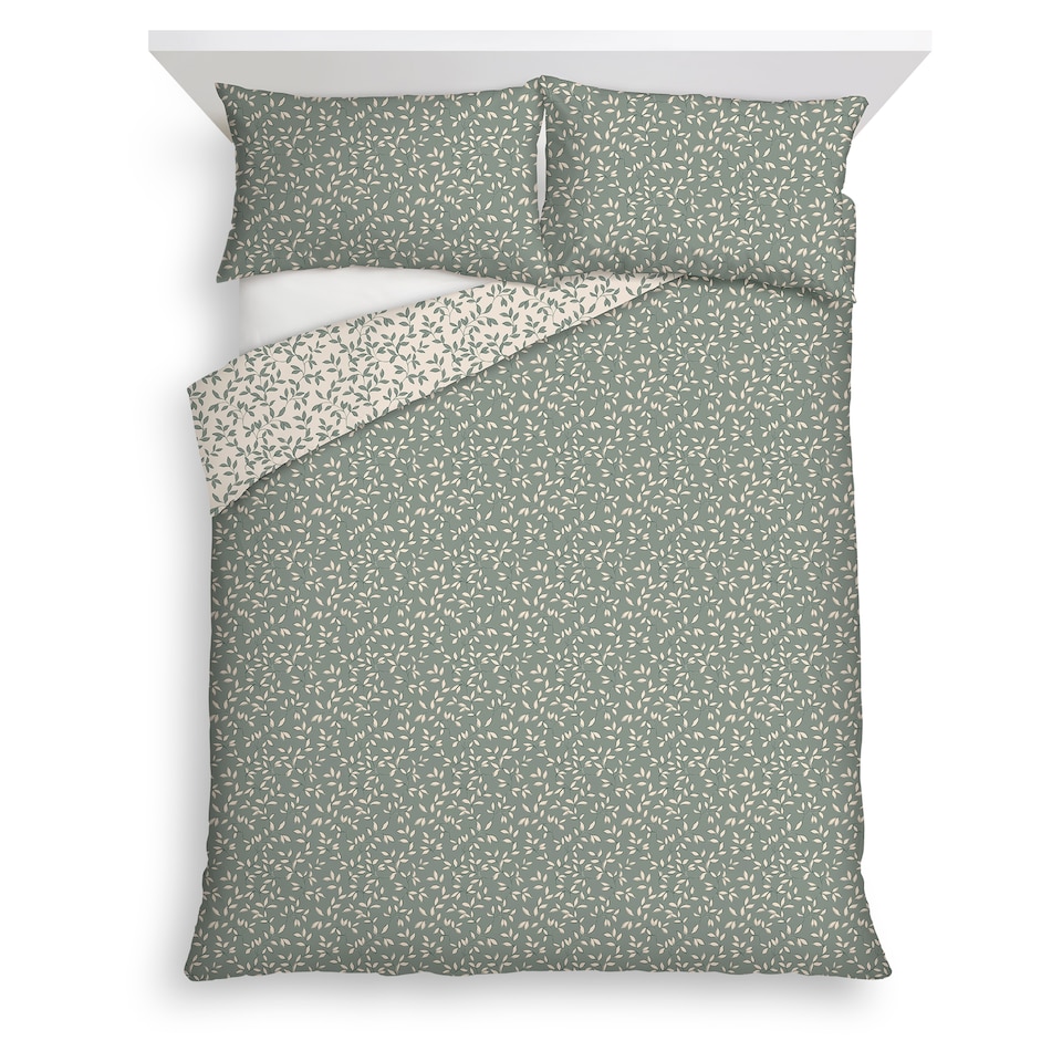 F&F Home Green Ditsy Leaf Duvet Set Double