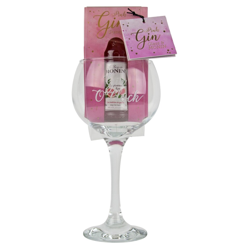 Pink Gin Glass And Syrup