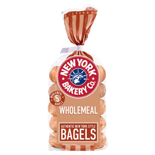 New York Bakery Wholemeal Bagels 5 Pack Tesco Groceries