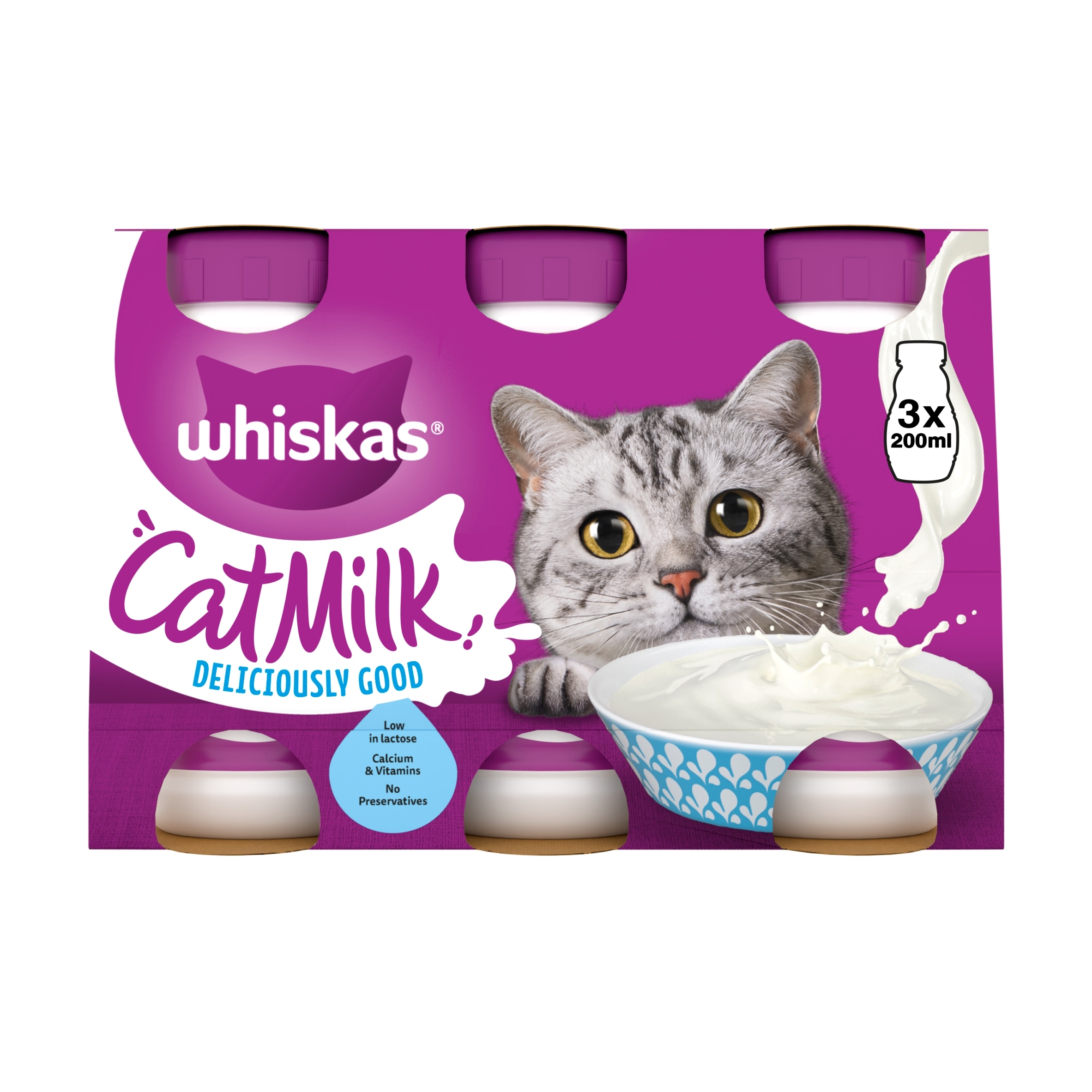 Whiskas Kitten Cat Milk Bottle 3 Pack x 200ml