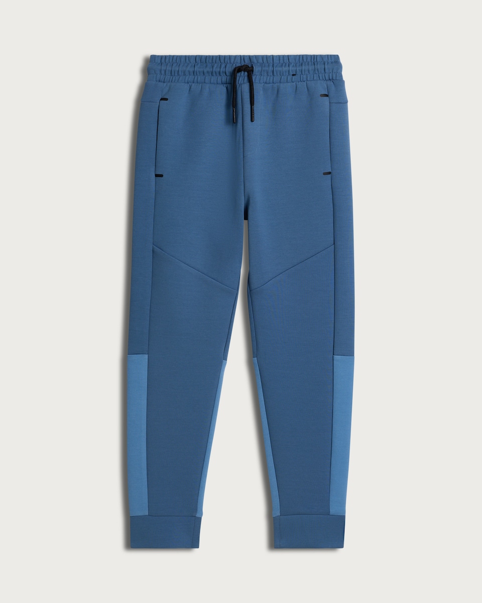 image 1 of F&F Active Boys TECHSPORT Cotton Rich Panelled Cuffed Joggers in Blue
